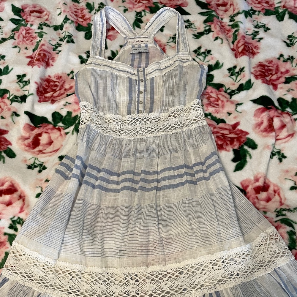 Urban Outfitters Slip-On White/Light Blue Dress